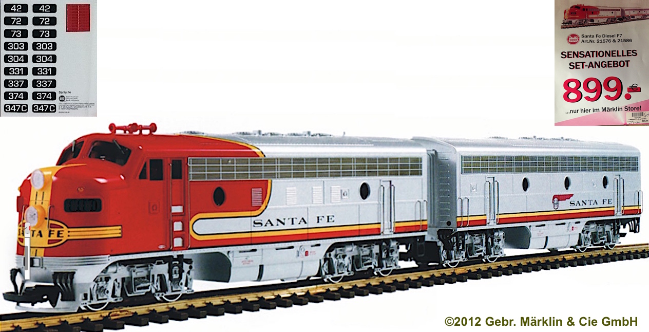 Santa Fe F7 Diesellok (Diesel Locomotive) Set