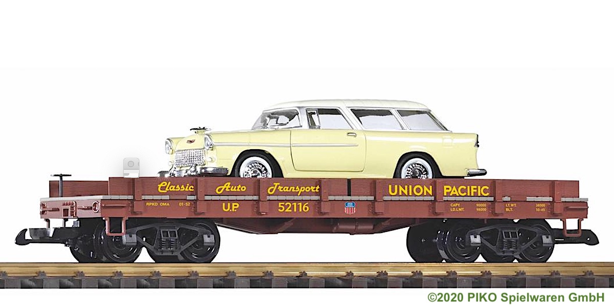 Union Pacific Flachwagen mit US Auto (Flatcar with Chevy Nomad wagon) 52116