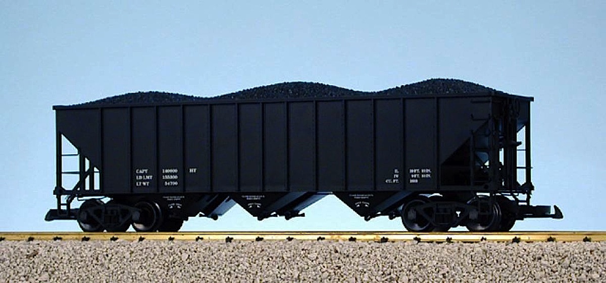 70 Tonnen US-Typ Schüttgutwagen, schwarz, unbeschriftet (70-ton hopper, black, undecorated)