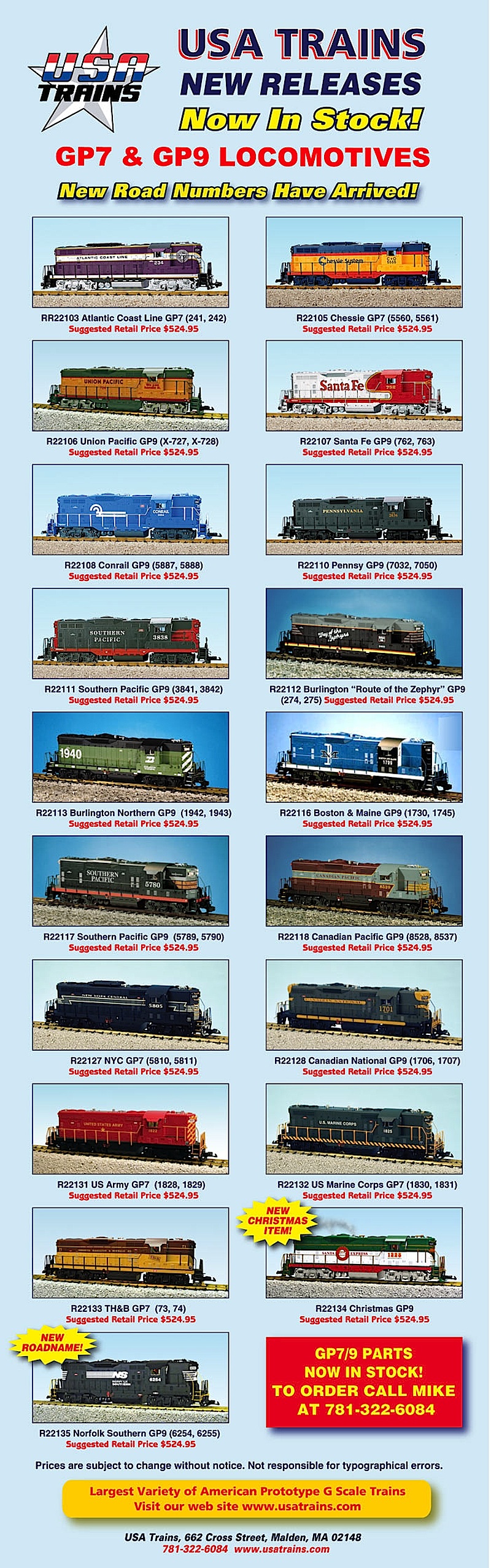 USA Trains Neuheiten - GP7 & GP9 Dieselloks (New Items - GP7 & GP9 diesel locomotives) 2013