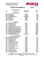 PIKO America Preisliste (Price list) 2016 January 28 in US Dollars