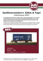 LGB Infoblatt (Information flyer) 2008 - Item 40893 Kuehne + Nagel Speditionscontainerwagen (Freight Forwarder Container Car)